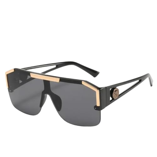 Große quadratische Sonnenbrille für Damen, Retro, blaue Sonnenbrille für Damen, übergroße schwarze Sonnenbrille, UV400, Schwarz von UJNHGQ