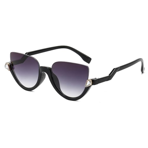 Halbrahmen-Sonnenbrille mit Katzenaugen-Motiv, für Damen, verzieren Sie Sonnenbrillen für Damen, Designer-Brillen, UV400, A5, 1 von UJNHGQ