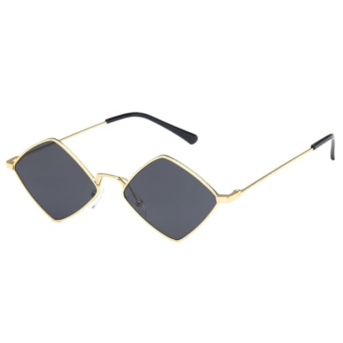 Modische Sonnenbrille mit unregelmäßigem kleinem Rahmen, Form, Sonnenbrille, UV400, für den Außenbereich, Strand, Reisen, Gold/Schwarz, 1 von UJNHGQ