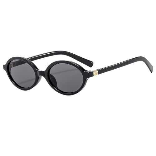 Ovale Sonnenbrille für Damen, modisch, schwarz, kleiner Rahmen, Sonnenbrille, Retro-Brille, für Damen, trendig, UV400, C1 von UJNHGQ