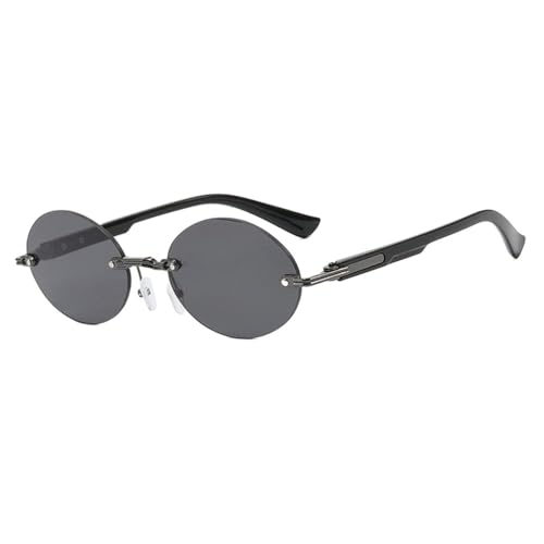Randlose Sonnenbrille mit Buchstaben, Metallrahmen, schwarz, klein, oval, UV400, C2 Randlose Sonnenbrille mit Buchstaben, Metallrahmen, schwarz, klein, oval, UV400, C2 von UJNHGQ