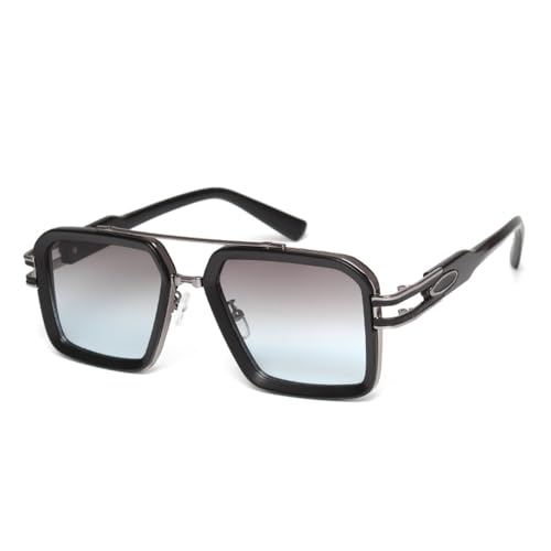 Sonnenbrille Retro Quadratisch Herren Damen Mode Doppelstrahl Brille Unisex Metallrahmen Trendy UV400 Shades Eyewear,C2 von UJNHGQ