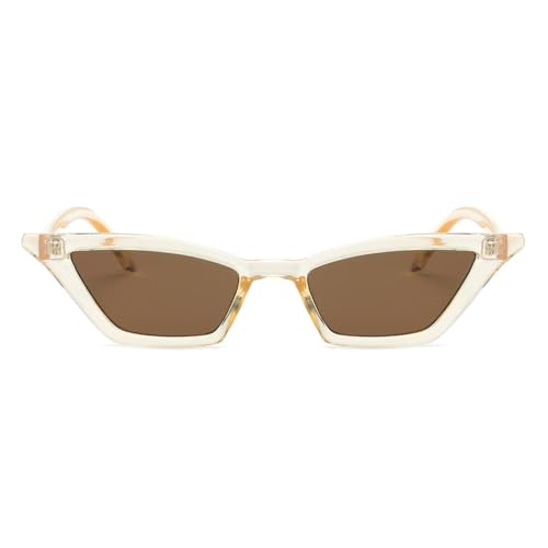 UJNHGQ Cat Eye Sonnenbrille Damen Vintage Sonnenbrille Kleine Rahmen Shades Retro Damen Cateye Sonnenbrille UV400,Klar Braun,1 UJNHGQ Cat Eye Sonnenbrille Damen Vintage Sonnenbrille Kleine Rahmen Shades Retro Damen Cateye Sonnenbrille UV400,Klar Braun,1 von UJNHGQ