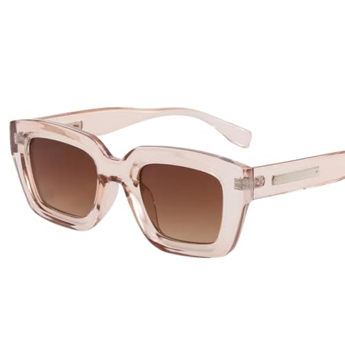 UJNHGQ Damen Retro Quadratische Sonnenbrille Braun Fashion Shades Sonnenbrille Weiblich Hochwertige Elegante Damenbrille UV400,Champagner von UJNHGQ