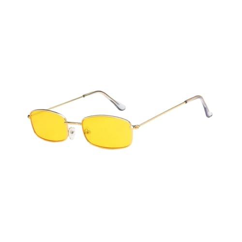 UJNHGQ Klassische Vintage Rechteckige Sonnenbrille Frau Retro Shades Farben Spiegel Sonnenbrille Weibliche Quadratische Fahrer,Gold Gelb,1 von UJNHGQ