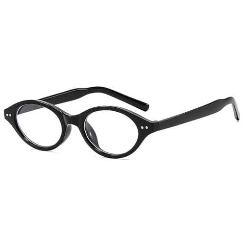 UJNHGQ Kleine ovale Sonnenbrille für Herren und Damen, Vintage-Mode, Designer-Brille, Sonnenschutz, Autofahren, Schwarz, Klar, 1 von UJNHGQ