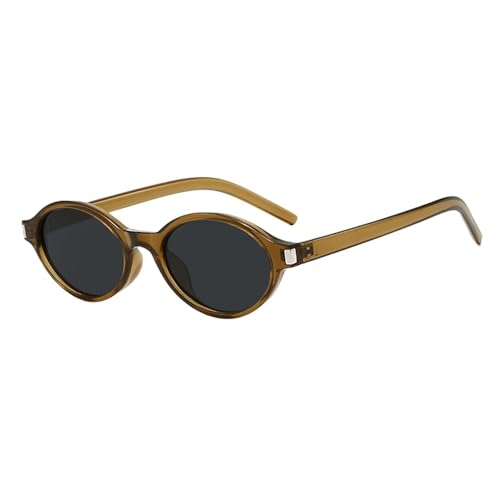UJNHGQ Ovale Vintage-Sonnenbrille für Damen, modisch, Retro, runde Sonnenbrille, weibliche Vintage-Nietenbrille, C5 von UJNHGQ