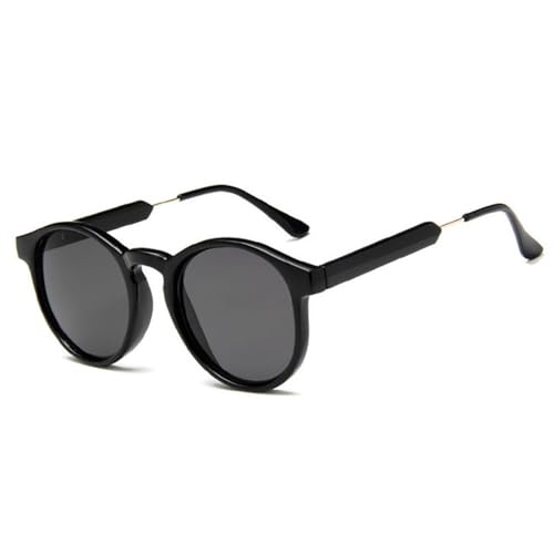 UJNHGQ Retro Runde Sonnenbrille Damen Herren Design Transparente Weibliche Sonnenbrille Herren UV400,c1 Schwarz Grau von UJNHGQ