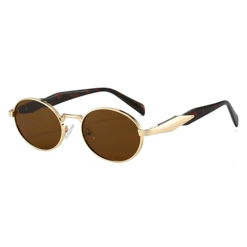UJNHGQ Retro Sonnenbrille Damen Metall Oval Designer Herren Sonnenbrille Stilvolle Mode Runde Shades UV400,c5 von UJNHGQ