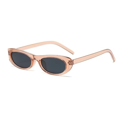 UJNHGQ Retro-Sonnenbrille mit ovalem Rahmen, personalisierter kleiner Rahmen, Trend, vielseitige Straßen-Shooting-Sonnenbrille für Damen, Champagner von UJNHGQ