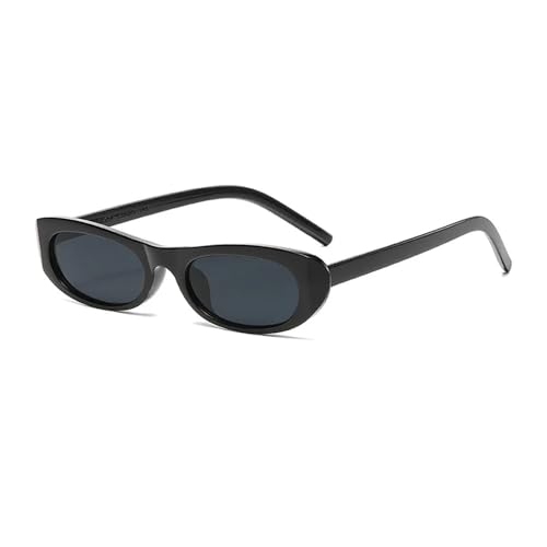 UJNHGQ Retro-Sonnenbrille mit ovalem Rahmen, personalisierter kleiner Rahmen, Trend, vielseitige Straßen-Shooting-Sonnenbrille für Damen, schwarz von UJNHGQ