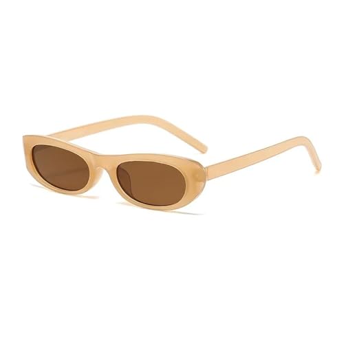 UJNHGQ Retro-Sonnenbrille mit ovalem Rahmen, personalisierter kleiner Rahmen, vielseitige Straßen-Shooting-Sonnenbrille für Damen, Kaffee von UJNHGQ