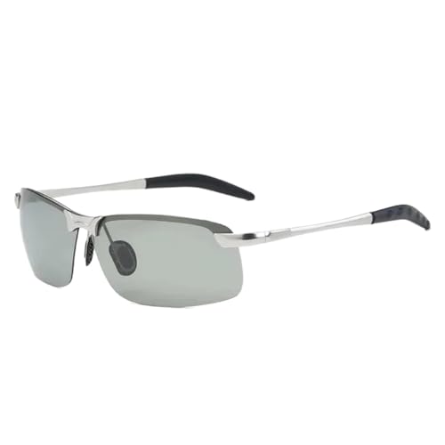 UJNHGQ Sonnenbrillen Herren Polarisierte Chamäleonbrillen Männliche Farbwechsel-Sonnenbrillen Day Driver Eyewear,Silber von UJNHGQ