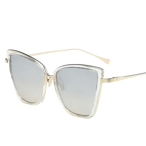 UJNHGQ Vintage Cat Eye Sonnenbrille Damen Retro Fahren Runder Metallrahmen Sonnenbrille Für Weibliche Spiegel UV400 Brillen, C5 von UJNHGQ