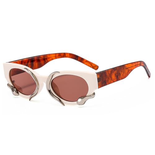 UJNHGQ Vintage Ovale Sonnenbrille Damen Sonnenbrille Damen/Herren Cat Eye Retro Fashion Eyewear UV400,C1,1 von UJNHGQ