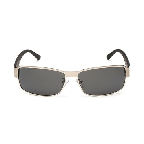 UJNHGQ Vintage Rechteckige Sonnenbrille für Herren Polarisierte Gläser Autofahrerbrille,SilverC4 von UJNHGQ