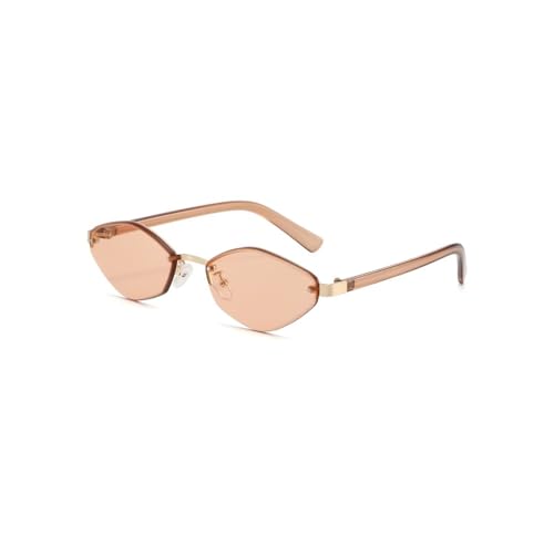UJNHGQ Vintage polygonale randlose Cat-Eye-Sonnenbrille, trendig und cool, ein Must-have für modische Kombinationen., CHAMPAGNER von UJNHGQ