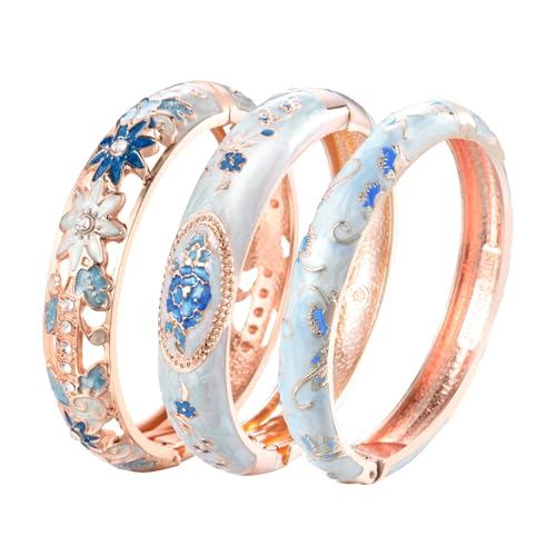 UJOY Schmuckset 3 Stück hellblau Neuheit Armband Armreif Emaille für Frauen Mädchen Geschenkbox von UJOY