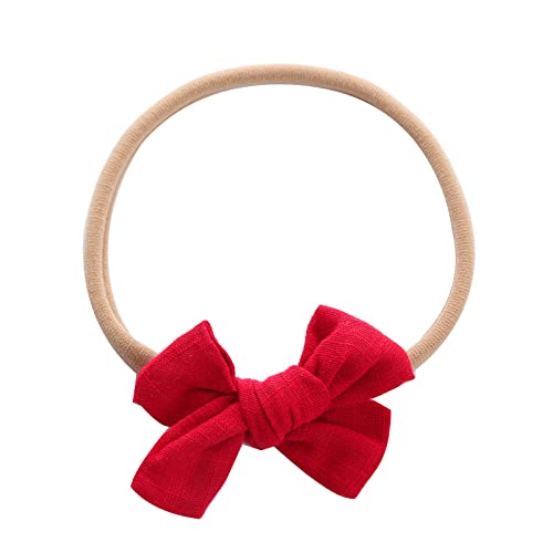Kleinkind Baby Mädchen einfarbig Stirnband Bowknot elastisches Haarband für Kleinkinder Laufband (Red, One Size) von UJSQNDG