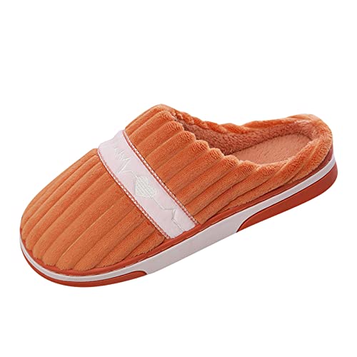 UJSQNDG Winterhaus-Hausschuhe, Damen, flauschig, Memory-Schaum, Hausschuhe, Damen, bequem, Thermo-Plüsch, Innenbereich, Baumwollschuhe, Orange, 38.5 EU von UJSQNDG