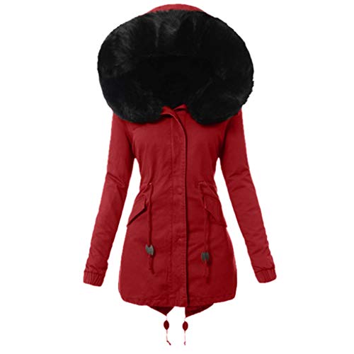 UJUNAOR Damen Winterjacke Parka Thermo Fleece Mantel mit Kapuze Elegant Slim Fit Lange Ärmel Messing Medium von UJUNAOR