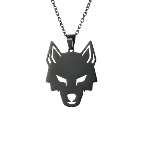 UJUZAEOS Halskette Anhänger Mode Wolf Halsketten schwarz Männer Frauen Hohl Tier Anhänger Halsketten Rock Punk Schmuck Geschenke Geburtstagsgeschenk von UJUZAEOS