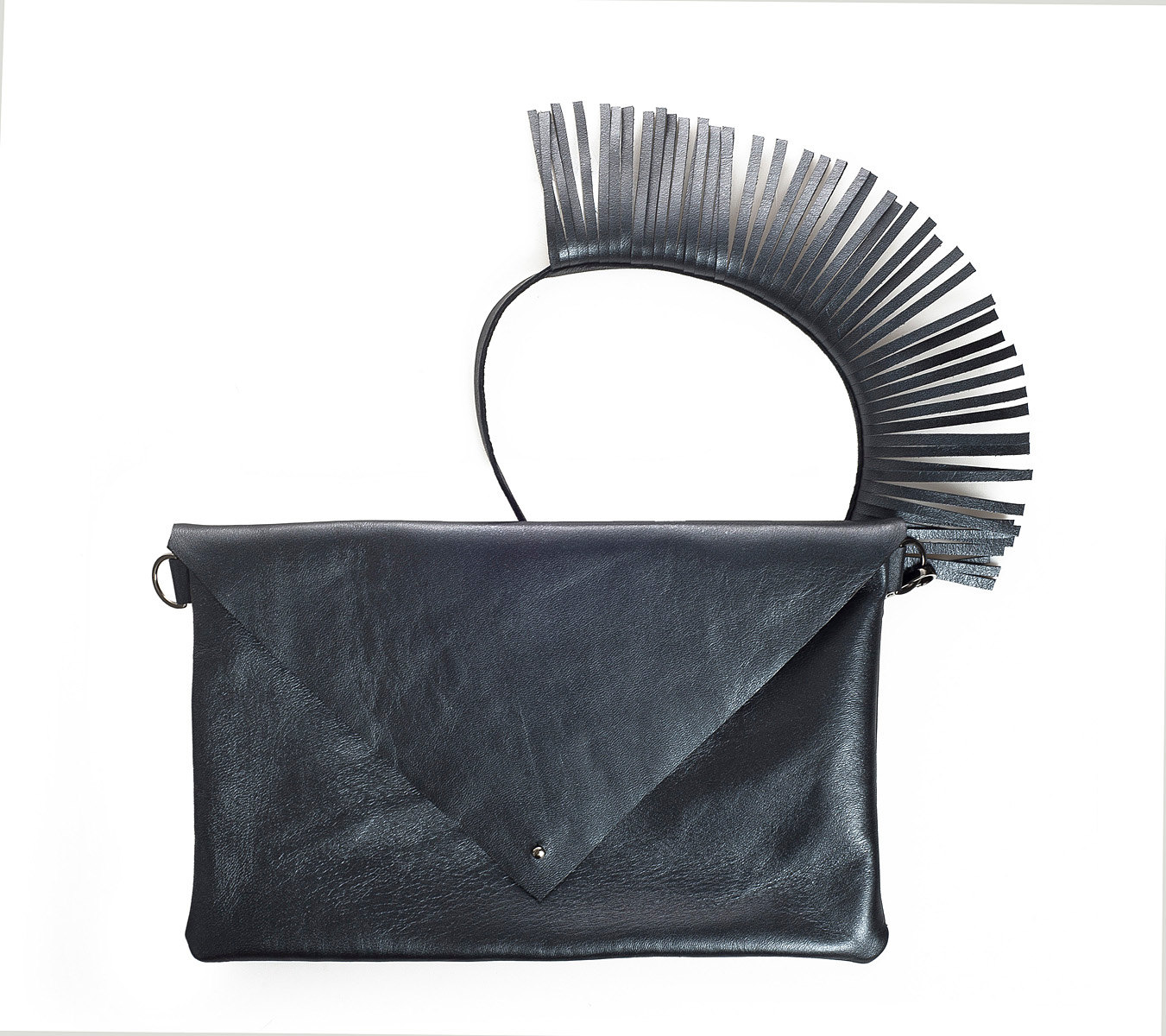 Lederumschlag in Metallic Blau Mit Fransen Am Gurt, Umhängetasche, Lederclutch Gurt Lederumschlag in Metallic Blau Mit Fransen Am Gurt, Umhängetasche, Lederclutch Gurt von UJaneBags