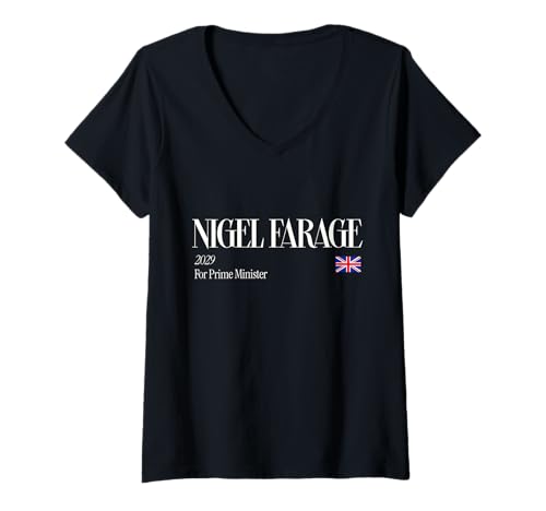 Damen Nigel Farage 2029 für Premierminister UK General Election T-Shirt mit V-Ausschnitt Damen Nigel Farage 2029 für Premierminister UK General Election T-Shirt mit V-Ausschnitt von UK Flag Nigel Farage 2029 Prime Minister