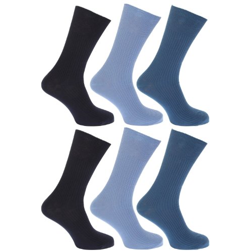Herren Socken, 6 Paar, wadenlang, nicht elastisch, weiche Bündchen, 100% Baumwolle Für Schuhgröße 39- 46 von UK Socks