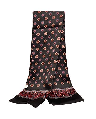 UK_Stone 100% Seide Paisley Blumen Halstuch Herren Schal (Paisley # 10 Schwarz) von UK_Stone