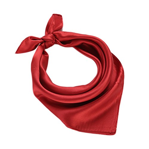 UK_Stone 100% Seide Unisex Einfarbig Bandana Schal Halstuch 50 * 50cm (Weinrot) von UK_Stone