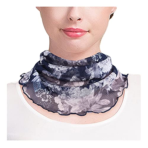 UK_Stone Damen 100% Mulberry Seide Schlauchschal Loop Halstuch Blumen Polka Dot Paisley Muster Abnehmbar Faux Kragen (#37) von UK_Stone