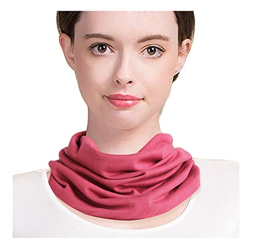 UK_Stone Damen 90% Maulbeerseide 10% Kaschmir Doppelschicht Schlauchschal Halstuch Unifarben Loop Abnehmbar Faux Kragen von UK_Stone