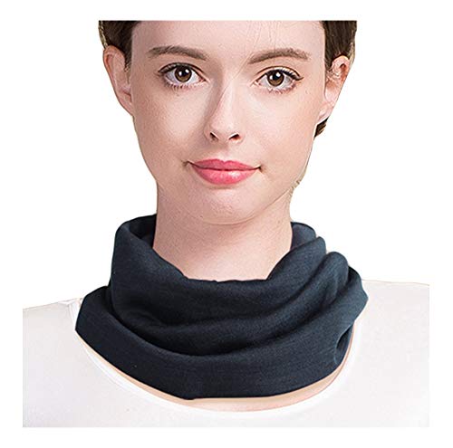 UK_Stone Damen 90% Maulbeerseide 10% Kaschmir Doppelschicht Schlauchschal Halstuch Unifarben Loop Abnehmbar Faux Kragen von UK_Stone