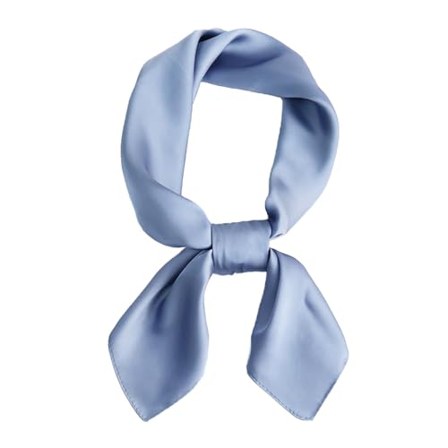 UK_Stone Damen Bandana Kopftuch Seidenschal Seidentuch Halstuch Nickituch 100% Seide Multifunktion Schal Unifarben 50 x 50cm, Hellblau von UK_Stone