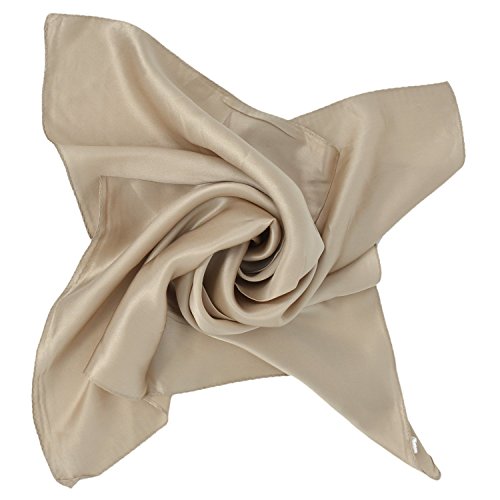 UK_Stone Damen Bandana Kopftuch Seidenschal Seidentuch Halstuch Nickituch 100% Seide Multifunktion Schal Unifarben 50 x 50cm, Khaki von UK_Stone