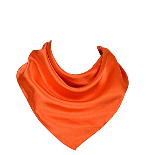 UK_Stone Damen Bandana Kopftuch Seidenschal Seidentuch Halstuch Nickituch 100% Seide Multifunktion Schal Unifarben 50 x 50cm, Orange von UK_Stone