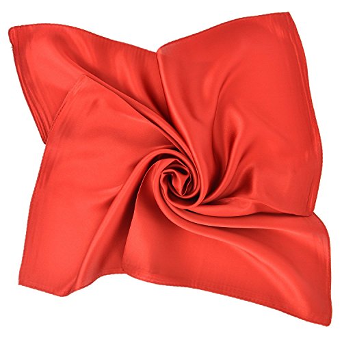 UK_Stone Damen Bandana Kopftuch Seidenschal Seidentuch Halstuch Nickituch 100% Seide Multifunktion Schal Unifarben 50 x 50cm, Rot von UK_Stone