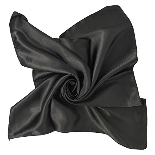 UK_Stone Damen Bandana Kopftuch Seidenschal Seidentuch Halstuch Nickituch 100% Seide Multifunktion Schal Unifarben 50 x 50cm, Schwarz von UK_Stone