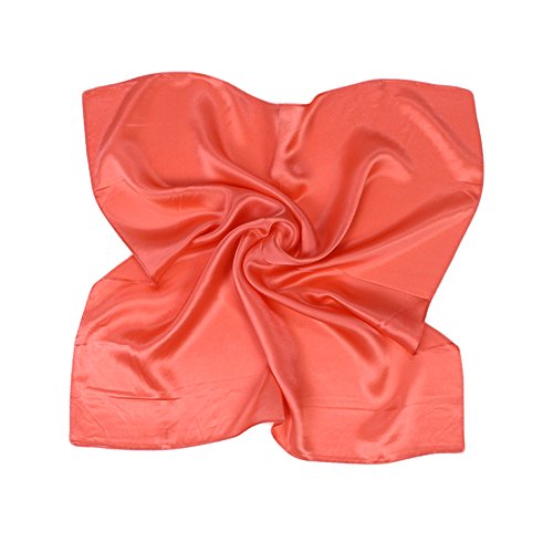 UK_Stone Damen Bandana Kopftuch Seidenschal Seidentuch Halstuch Nickituch 100% Seide Multifunktion Schal Unifarben 50 x 50cm, Wassermelonenrot von UK_Stone