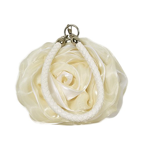 UK_stone Damen Blumen Form Clutch Party Handtasche Abendtasche Handgelenk Tasche, Beige von UK_stone