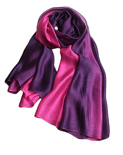 UK_Stone Damen Elegant Einfarbig Farbverlauf Fuchsia Schal Halstuch Gross Abendkleidung Stola Muttertag Geburtstag Geschenk von UK_Stone