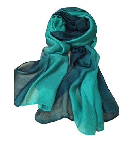UK_Stone Damen Elegant Einfarbig Farbverlauf Türkis Schal Halstuch Gross Abendkleidung Stola Muttertag Geburtstag Geschenk von UK_Stone
