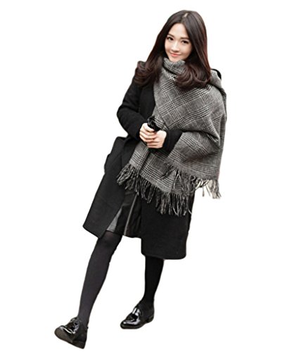 UK_Stone Damen Klassisch Hahnentritt Schal Kariert Karo Uebergroesse Winter Halstuch Stola mit Fransen von UK_Stone