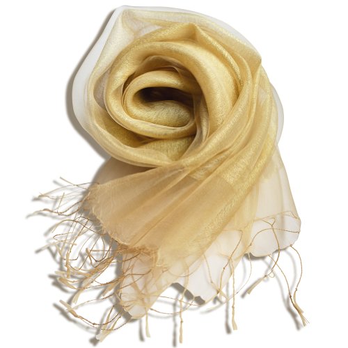 UK_Stone Damen Luxus Doppelseitig Einfarbig Schal Stola Gross Halstuch Golden von UK_Stone