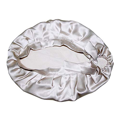 UK_Stone Damen Unifarben 100% Seide Atmungsaktive Schlafmütze Nachtmütze Haube Kopfbedeckung Haarpflege von UK_Stone