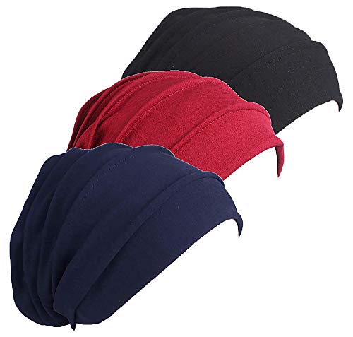 UK_Stone Damen Unifarben Baumwolle Ethnisch Turban Mütze Chemo Kopftücher Haarverlust Kopfbedeckung von UK_Stone