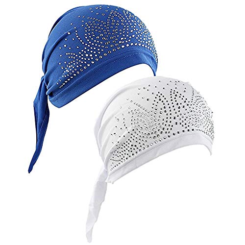UK_Stone Damen Unifarben Strasssteine Ethnisch Turban Mütze Chemo Kopftücher Haarverlust Kopfbedeckung von UK_Stone