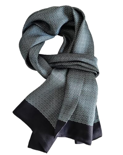 UK_Stone Halstuch Herren 100% Seide Schal Vintage Pattern Seidenschal Herrenschal, (Geflochtenes Pattern #2 Schwarzgrau) von UK_Stone