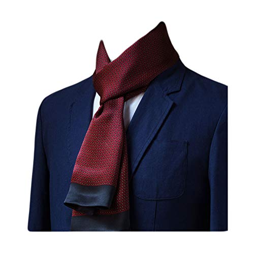 UK_Stone Halstuch Herren 100% Seide Schal Vintage Pattern Seidenschal Herrenschal, (Geflochtenes Pattern #2 Schwarzrot) von UK_Stone